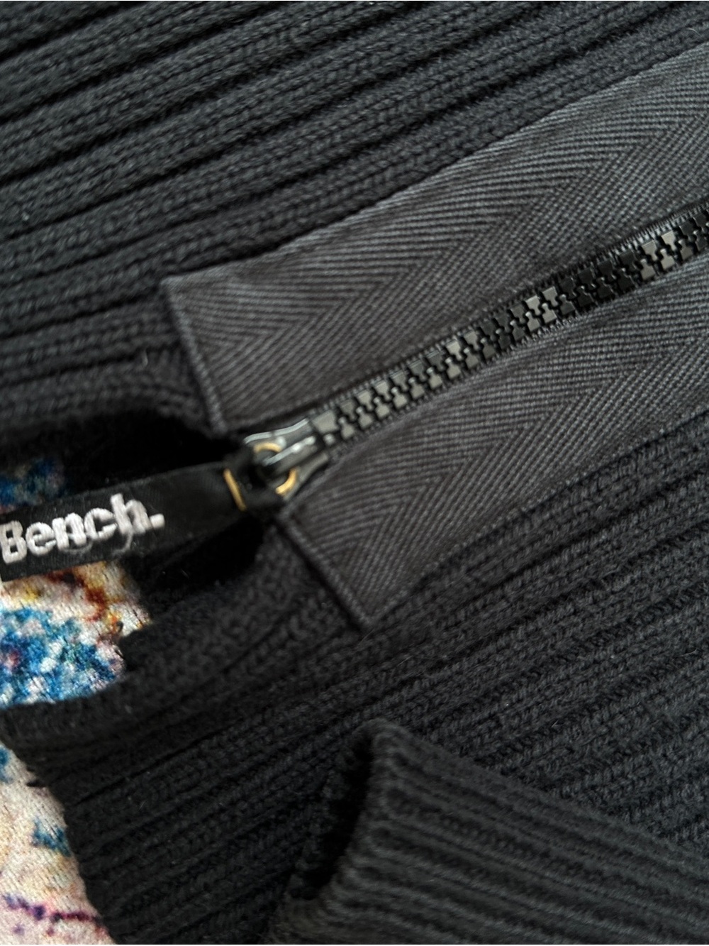 Bench Black Ribbed Zip-Up Bomber Jacket - Picture 6 of 16
